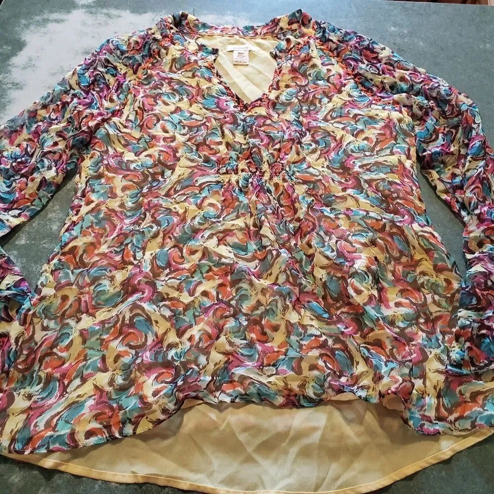 Sundance multi color silk blouse sz small